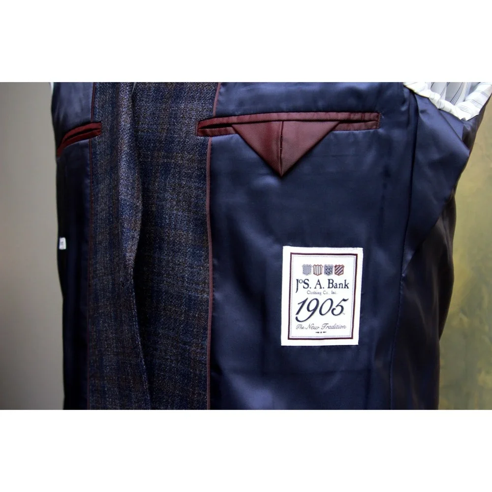 46R JOS A BANK‎ 1905 Men's Blazer SportCoat Jacket Check Wool C080680